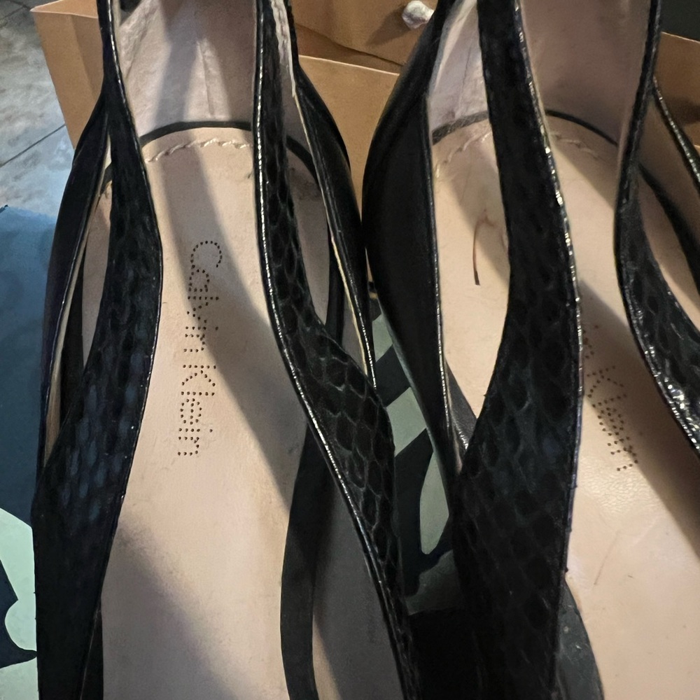 Calvin Klein Black Textured Heels